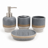Stone Ceramic Bathroom Accessories Set | 4 Piece Modern Vanity Collection