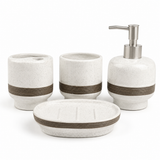 Stone Ceramic Bathroom Accessories Set | 4 Piece Modern Vanity Collection