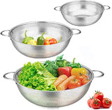 Stainless Steel Kitchen Fruit Vegetable Washing Basket, Steel Washing Filter Strainer, Micro Perforated Colander Draining, Handheld Spider Strainer