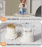 Rabbit Toothpick Box, Creative Multifunctional Toothpick Dispenser, Cute Cartoon Swab Cotton Holder With Lid, Swab Kitchen Dining Bar Toothpick Holder, Portable Rustproof Stand Toothpick Holder
