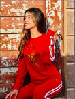 2 Pcs Star Ladies Track Suit, Sweatshirt Pant Fleece Spring/Winter Suit, Jogging Suit Girls Clothing Set