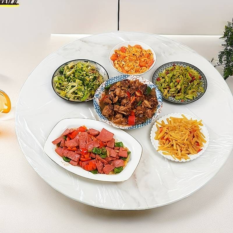 Set Of 10 Disposable Table Cover, PVC Round Waterproof Cover, Transparent Elastic Edged Tablecloth, Home Disposable Table Protection Cover