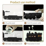 Black Train Diffuser, Train Steam Humidifier, Ultrasonic Cool Mist Air Humidifier, Fragrance Essential Oil Aroma Diffuser, Creative RC Air Freshener with LED Lamp, Circle Dispensing Essential Oil Perfume Machine