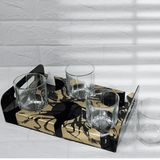 6 Slot Glass Holder Tray, Acrylic Glass Serving Tray, 6 Slot Tray with Cutout Handles, Cup Display for Kitchenware