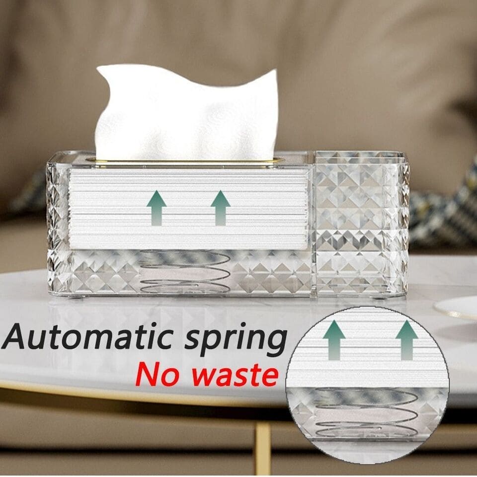 3 Compartment Diamond Tissue Box, Sundries Makeup Paper Storage Box, Napkin Remote Control Storage Box, Spring Tissue Paper Box, Crystal Rectangular Scarf Box