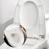 Set Of 10 Disposable Toilet Seat Cover, Non-woven Fabric Toilet Mat Seat Cover, Travel Camping Bathroom Accessories, Bathroom Toilet Paper Pack, Individually Wrapped Toilet Seat Cushion, Premium Elastic Strap Toilet Seat Cover