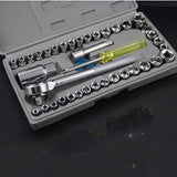 40 Pcs Socket Wrench, Automobile Maintenance & Repair Tools, Car Sleeve Tool Combination Set, Aiwa Combination Tool Set, Socket Organizer Kit With Combination Torque and Insulated Handles, Metric Socket Set