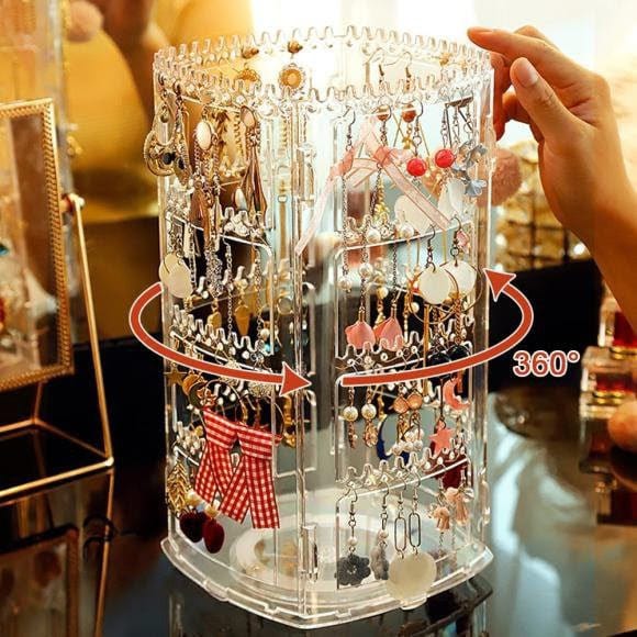 Transparent Acrylic 360° Rotating Jewelry Organizer