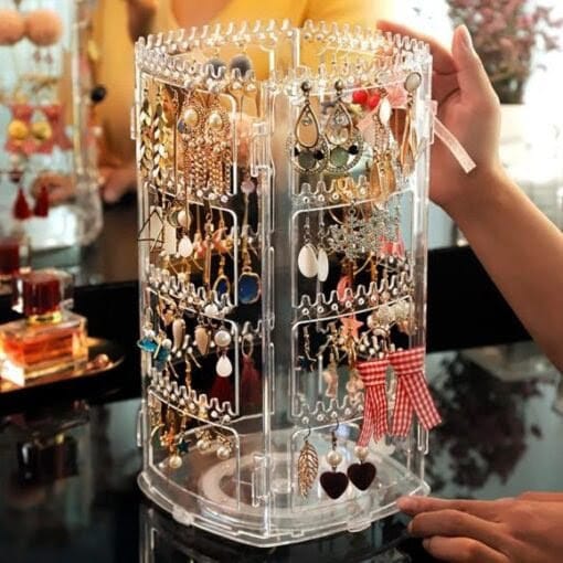 Transparent Acrylic 360° Rotating Jewelry Organizer