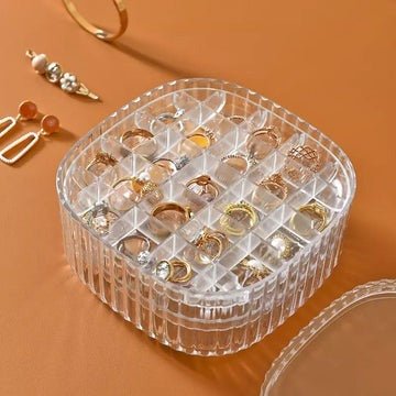 Transparent Crystal Jewelry Organizer – Elegant Storage Box for Rings, Earrings & Accessories