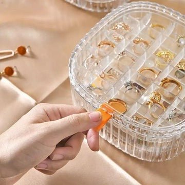 Transparent Crystal Jewelry Organizer – Elegant Storage Box for Rings, Earrings & Accessories