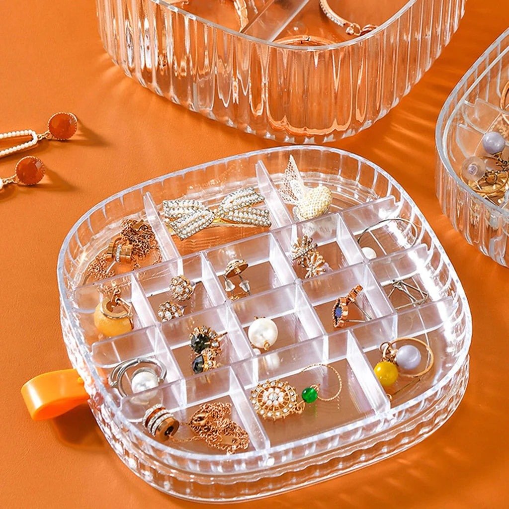 Transparent Crystal Jewelry Organizer – Elegant Storage Box for Rings, Earrings & Accessories