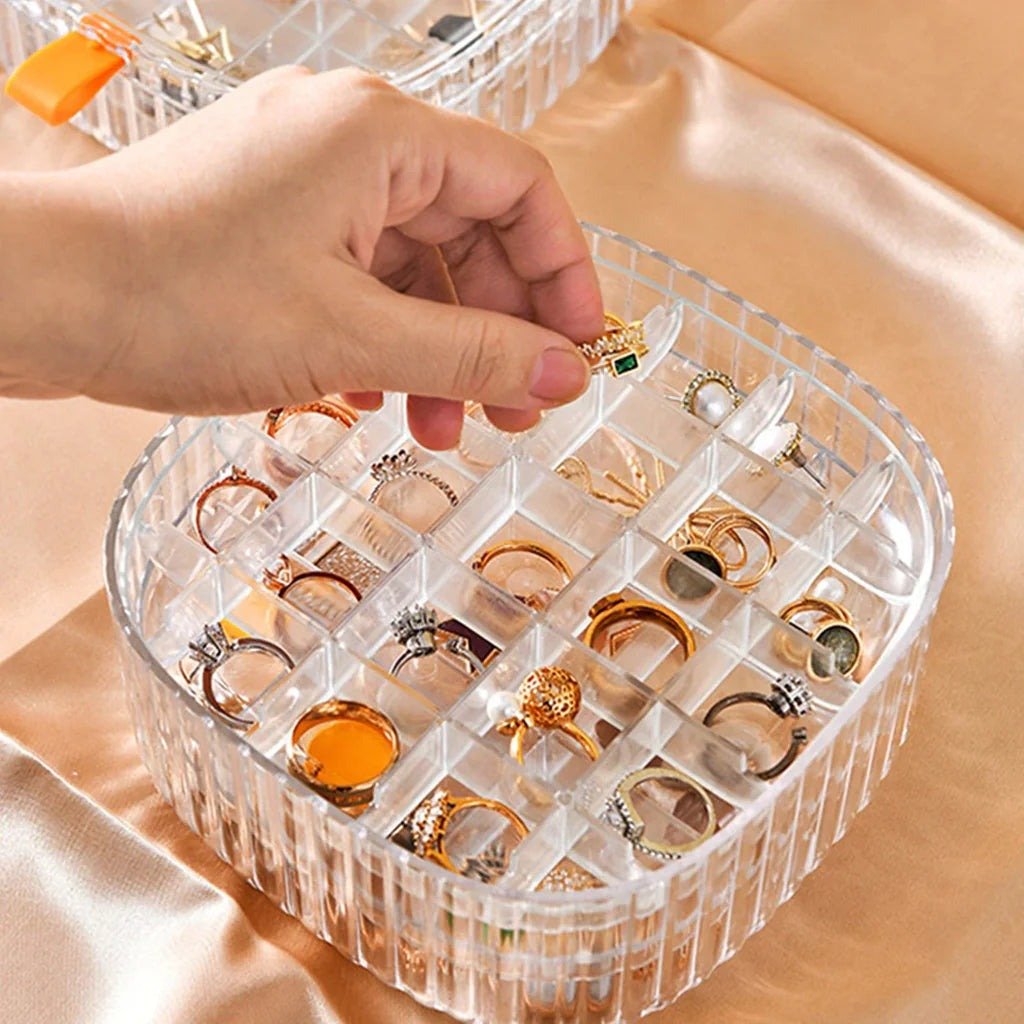 Transparent Crystal Jewelry Organizer – Elegant Storage Box for Rings, Earrings & Accessories