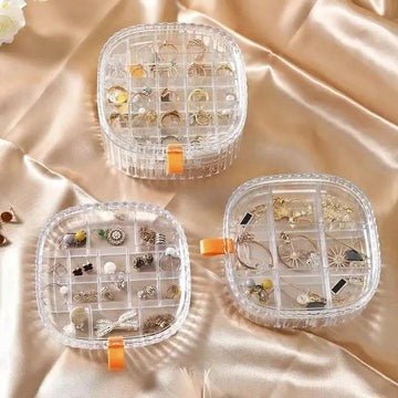 Transparent Crystal Jewelry Organizer – Elegant Storage Box for Rings, Earrings & Accessories