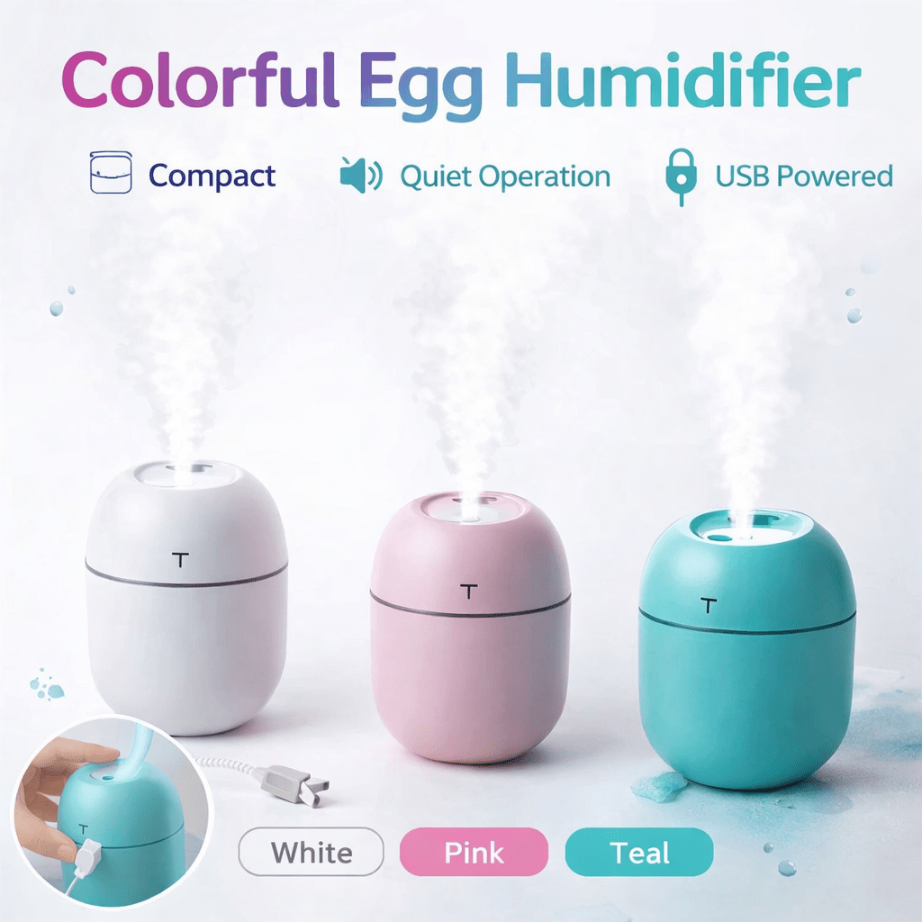 USB Portable Air Humidifier | 3‑in‑1 Cool Mist Humidifier with Silent Mode & LED Light
