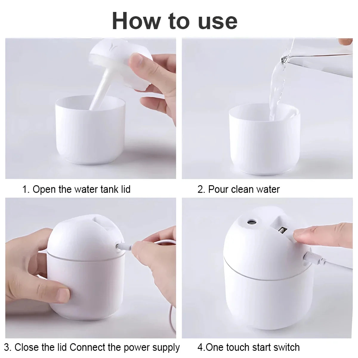 USB Portable Air Humidifier | 3‑in‑1 Cool Mist Humidifier with Silent Mode & LED Light