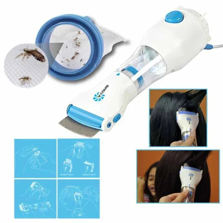 V‑Comb Electric Lice Remover | Anti‑Lice Vacuum Comb for Head Lice & Eggs