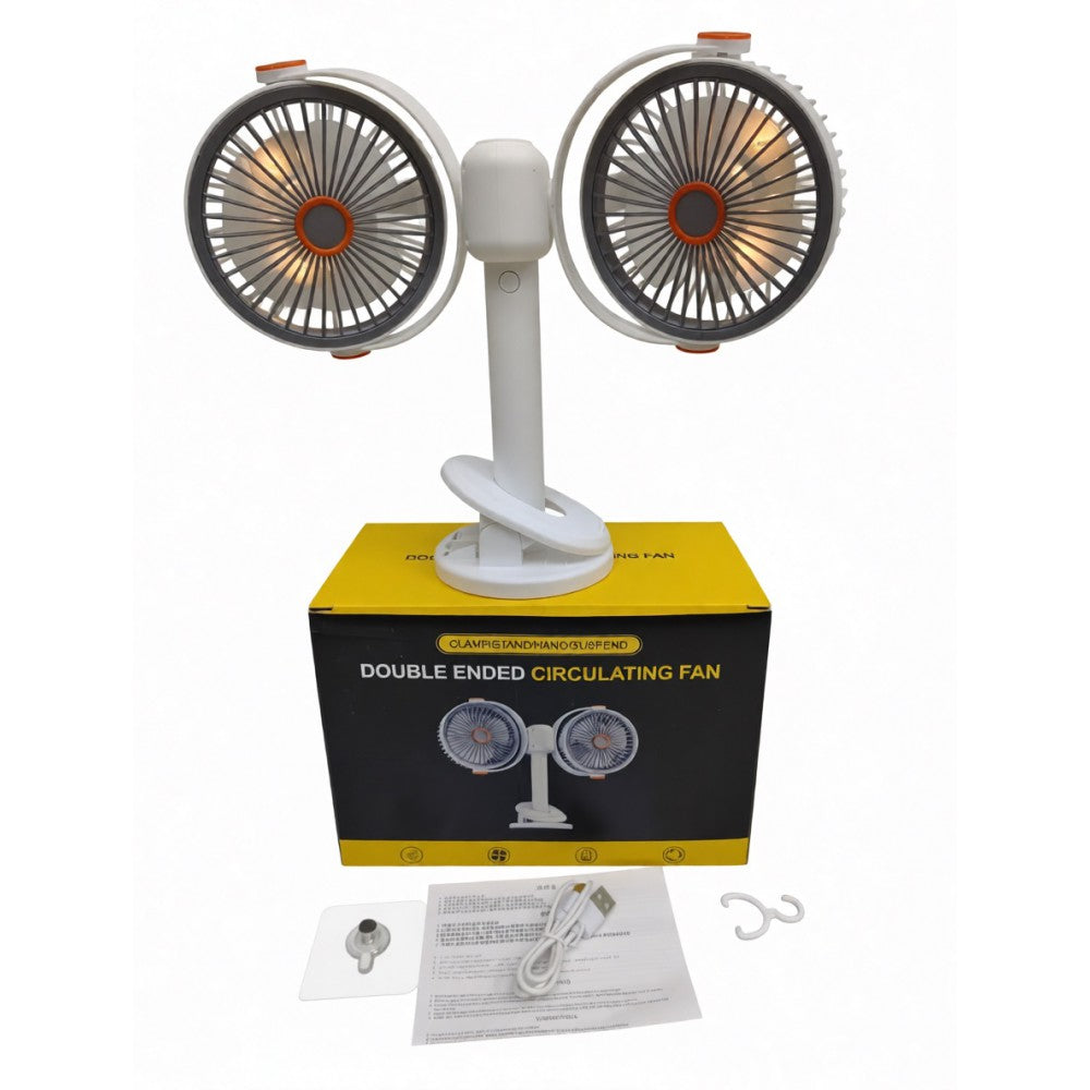 Portable Mini Circulating Fan with LED Display – Rechargeable Long Head Desktop Cooling Fan