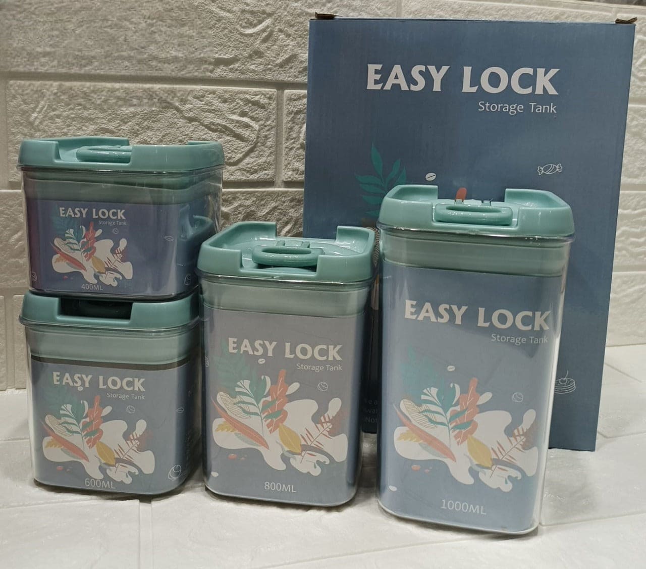 Set Of 4 Easy Lock Storage Tank, Acrylic Condiment Seasoning Set, Airtight (400ml, 600ml, 800ml, 1000ml) Food Organizer, Coffee Flour Sugar Tea Container, Kitchen Container Seal Storage Jars With Plastic Cover, Kitchen Accessories