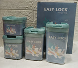 Set Of 4 Easy Lock Storage Tank, Acrylic Condiment Seasoning Set, Airtight (400ml, 600ml, 800ml, 1000ml) Food Organizer, Coffee Flour Sugar Tea Container, Kitchen Container Seal Storage Jars With Plastic Cover, Kitchen Accessories