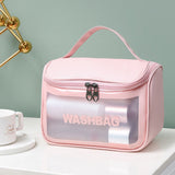 Clamshell Makeup Travel Bag, Washday Beauty Bag, Portable Transparent Makeup Bag, Female Shower Wash Bag, Multipurpose Women Cosmetic Bag, PVC Waterproof Handbags, Travel Toiletry Washbag With Zipper