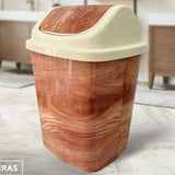 Wooden Pattern Trash Bin, Office Bathroom Kitchen Flip Trash Bin, Plastic Living Room Bedroom Garbage Box