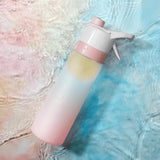 Spray Water Bottle, 700ml Fashion Cute Drinking Cup, Large Capacity Misting Water Bottle, Gradient Drinkware Travel Bottle, Outdoor Sport Fitness Water Cup