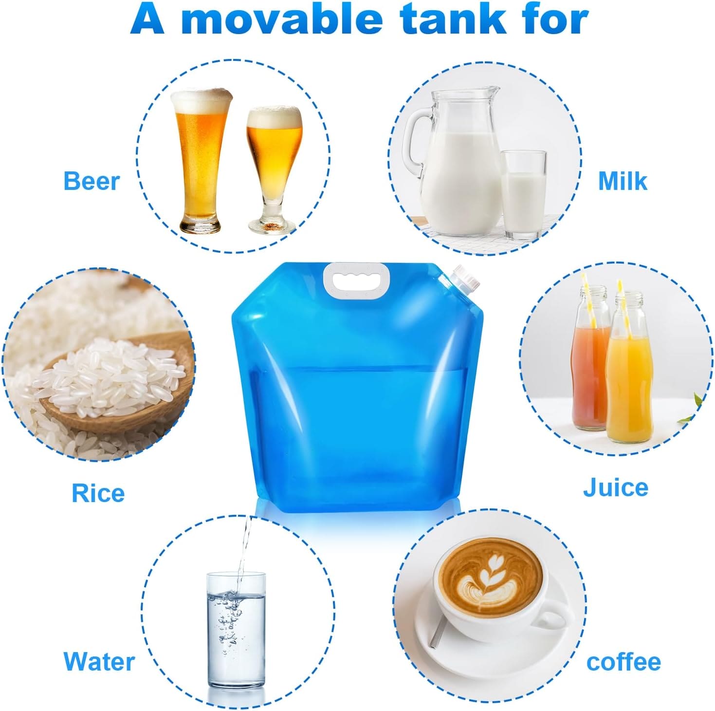 10L Water Pouch, Foldable Water Tank, Portable Outdoor Water Bag, Collapsible Water Bucket, Plastic Water Carrier, Camping Folding Canister, Car Water Container, Multipurpose Liquid Storage Container