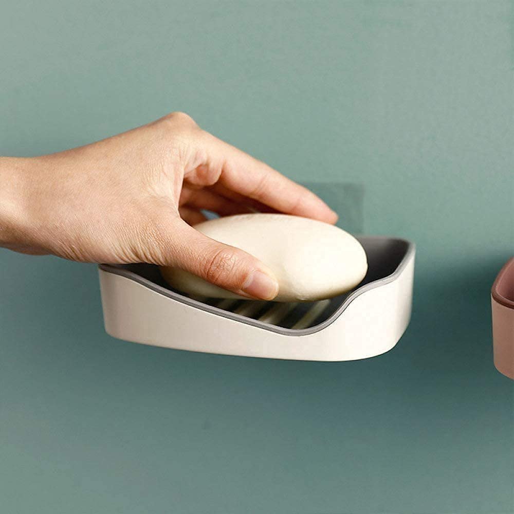 Wall Mounted Double Layer Soap Holder (Pack of 2) | Self-Adhesive Drain Soap Dish