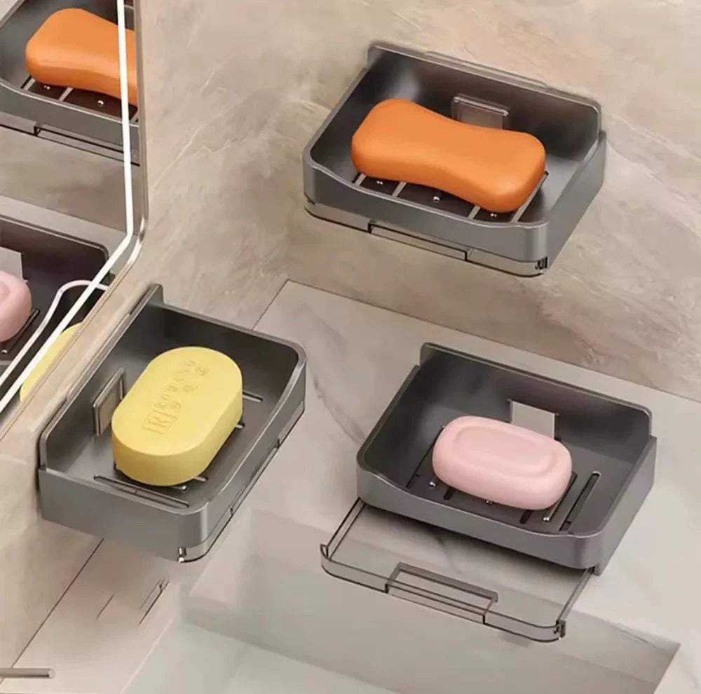 Wall Mounted Soap Holder With Drain Tray