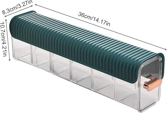 Wall Mounted Spice Storage Box – 6 Compartment Moisture-Proof Organizer