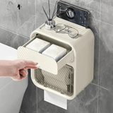 Wall Mounted Toilet Paper Holder with Drawer & Phone Shelf