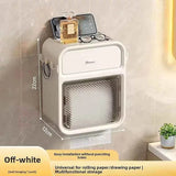 Wall Mounted Toilet Paper Holder with Drawer & Phone Shelf