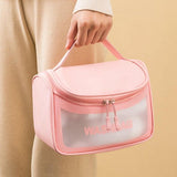 Clamshell Makeup Travel Bag, Washday Beauty Bag, Portable Transparent Makeup Bag, Female Shower Wash Bag, Multipurpose Women Cosmetic Bag, PVC Waterproof Handbags, Travel Toiletry Washbag With Zipper