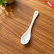 WHITE CERAMIC SOUP SPOON WITH LONG HANDLE