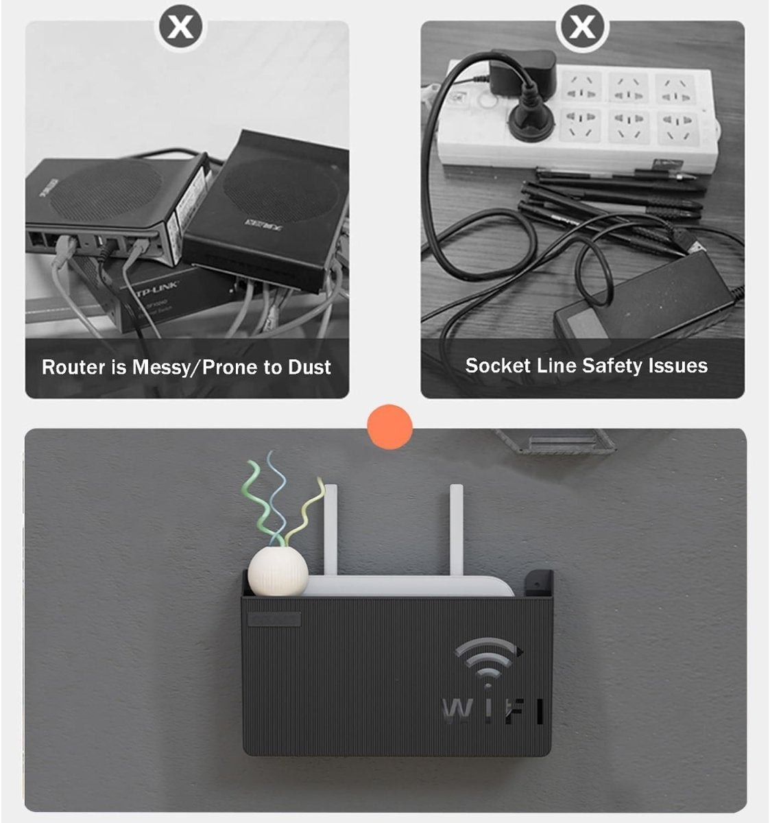 WiFi Router Storage Box – Wall Mounted Cable Organizer Cover