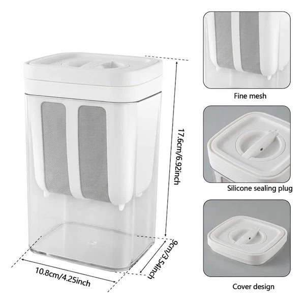 Greek Yogurt Strainer, 1100ml Fine Mesh Strainer with Bag & Lid | Multi Yoghurt Maker Strainer for Thick Greek Yogurt, Soybean Milk, Kefir, Berries, Soup, Fruit Juice & Coffee